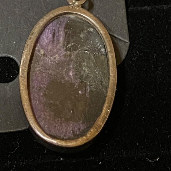 1" x 5/8" Chaorite Purple Sterling Silver 925 Dangle Earrings - Picture 4 of 7